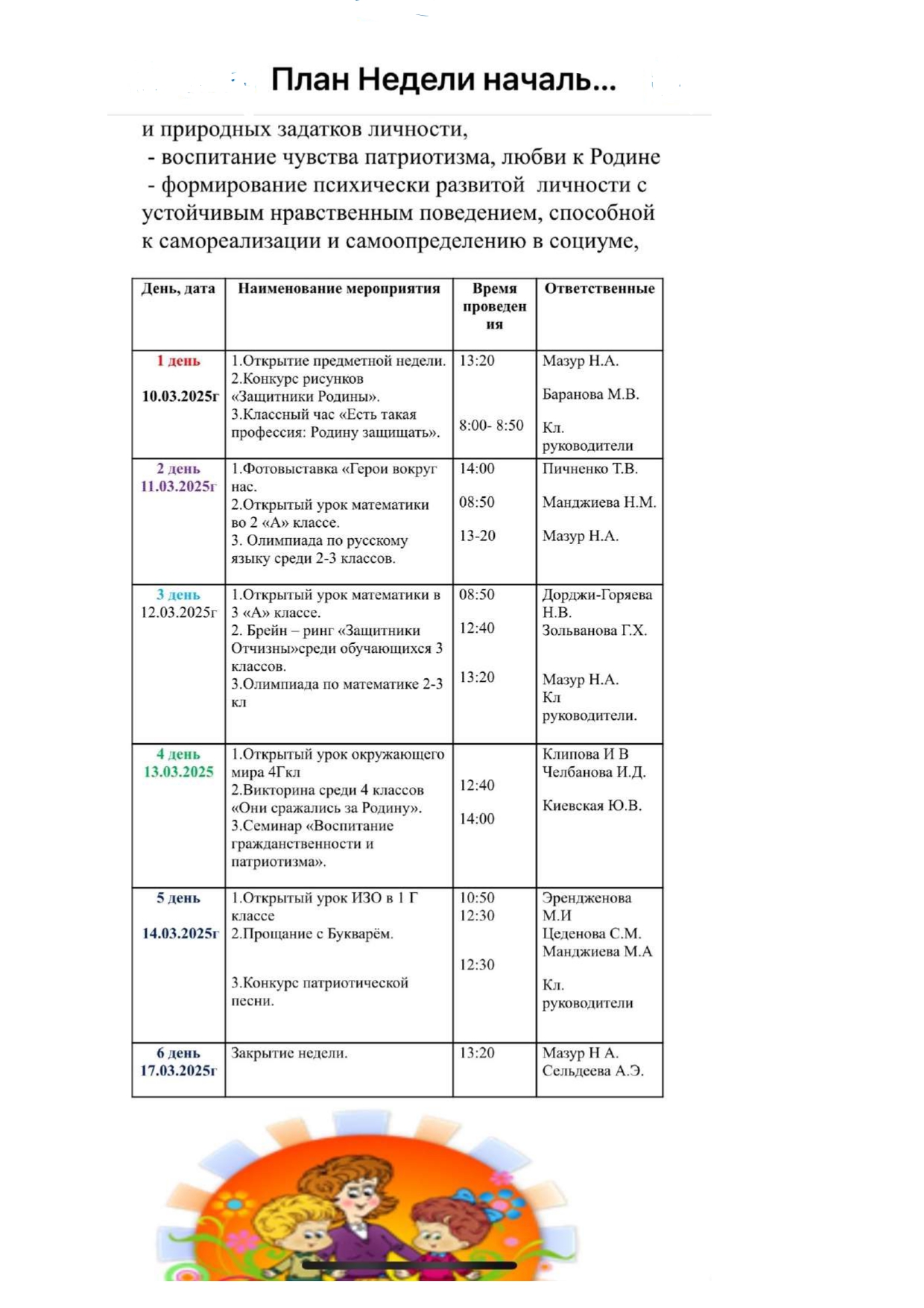 Предметная неделя в начальном блоке.